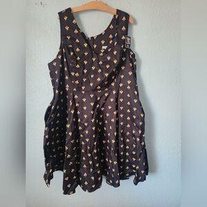 Evacrose Bees Black and Gold Mini Dress